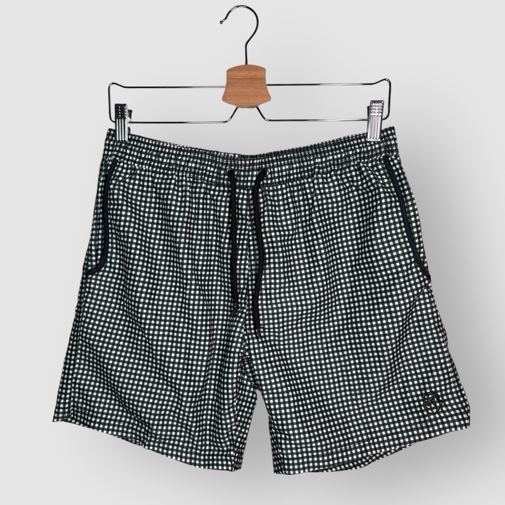 Mr. Swim Black and White Checkered Men’s Swimming Trunks